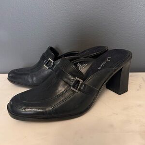 Jessica Navy Teal Mule Heels